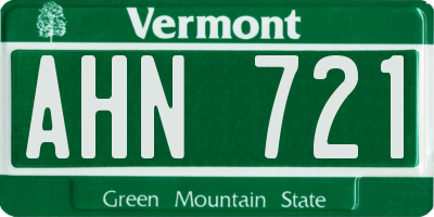 VT license plate AHN721