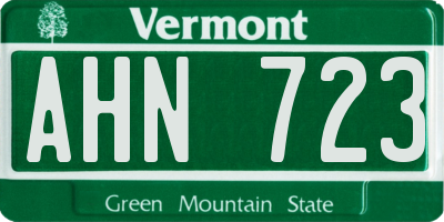 VT license plate AHN723