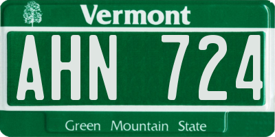 VT license plate AHN724