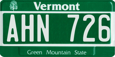 VT license plate AHN726