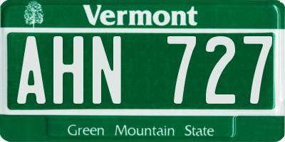 VT license plate AHN727