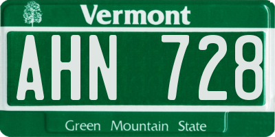 VT license plate AHN728