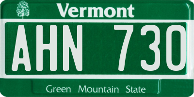 VT license plate AHN730