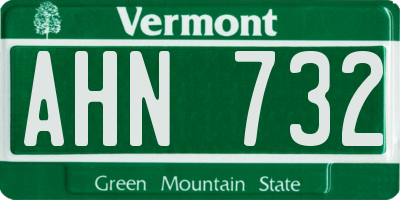 VT license plate AHN732