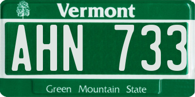 VT license plate AHN733