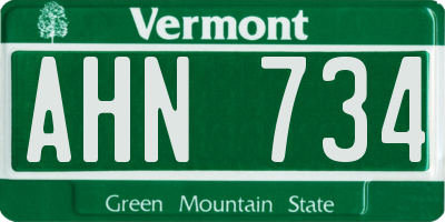 VT license plate AHN734