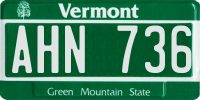 VT license plate AHN736