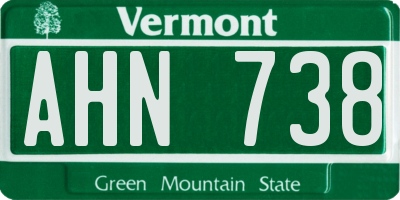 VT license plate AHN738