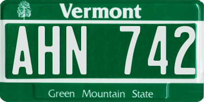 VT license plate AHN742