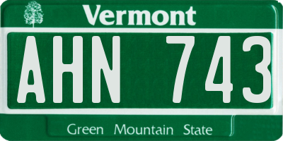 VT license plate AHN743