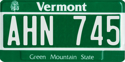 VT license plate AHN745