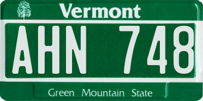 VT license plate AHN748