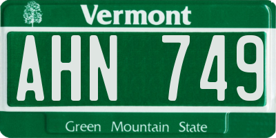 VT license plate AHN749