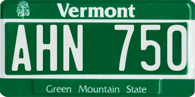 VT license plate AHN750