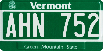 VT license plate AHN752