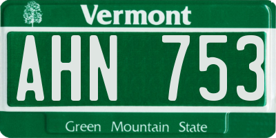 VT license plate AHN753