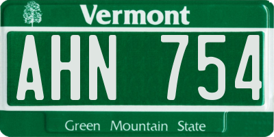 VT license plate AHN754