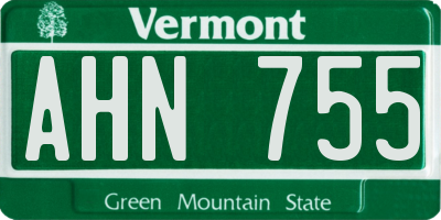 VT license plate AHN755