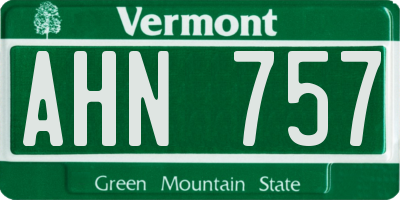 VT license plate AHN757