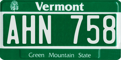 VT license plate AHN758