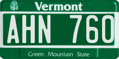 VT license plate AHN760