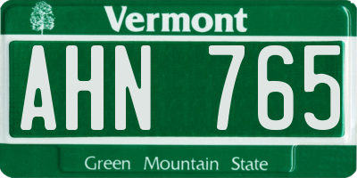 VT license plate AHN765