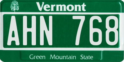 VT license plate AHN768