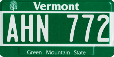 VT license plate AHN772
