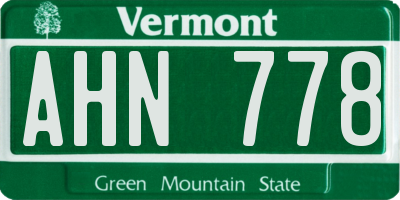 VT license plate AHN778