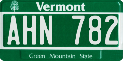 VT license plate AHN782