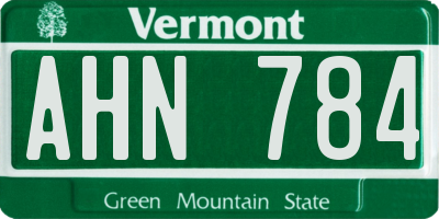 VT license plate AHN784