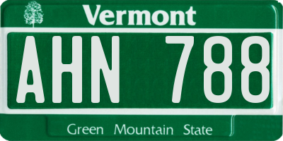 VT license plate AHN788
