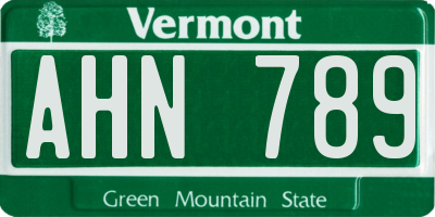 VT license plate AHN789