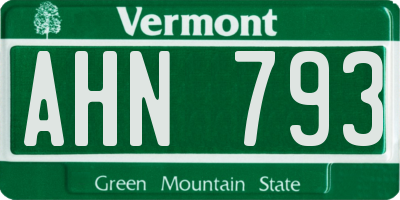 VT license plate AHN793