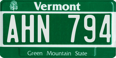 VT license plate AHN794