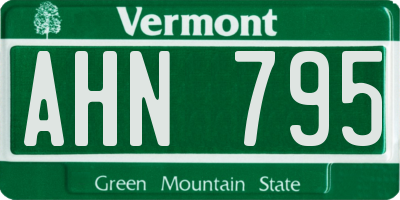 VT license plate AHN795