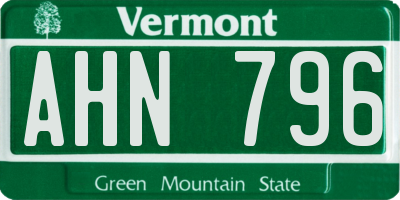 VT license plate AHN796