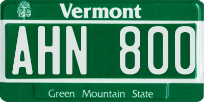 VT license plate AHN800