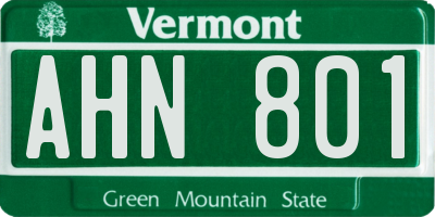 VT license plate AHN801