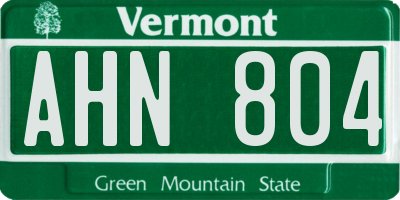 VT license plate AHN804