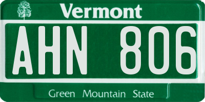 VT license plate AHN806