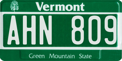 VT license plate AHN809