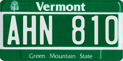 VT license plate AHN810