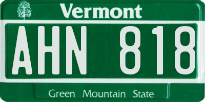 VT license plate AHN818