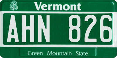VT license plate AHN826