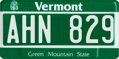 VT license plate AHN829