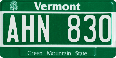 VT license plate AHN830