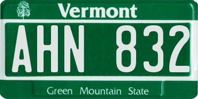 VT license plate AHN832