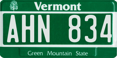 VT license plate AHN834