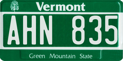 VT license plate AHN835